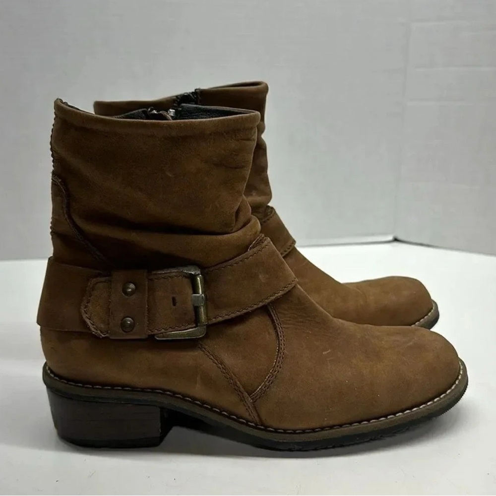 Wolky Boot Bootie Ankle Boots Suede Side Zip Tan Brown Size 37 US 6